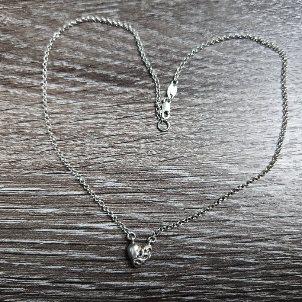 Chrome Hearts Silver Heart Choker Necklace
